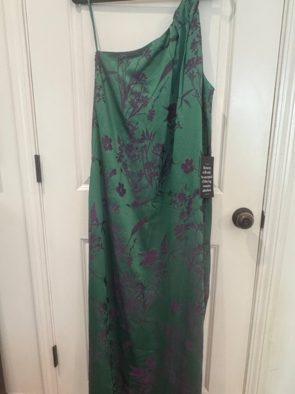 NWT Tuckernuck Pomander Place Emerald Jacquard Soleil Gown One Shoulder Sz 10 - Picture 2 of 4